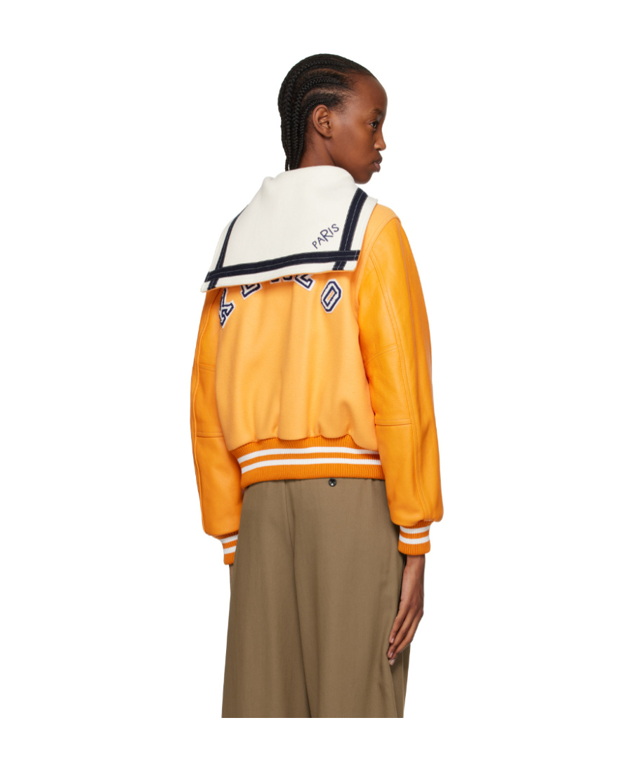 Kenzo Orange Paris Embroidered Varsity Jacket In Orange