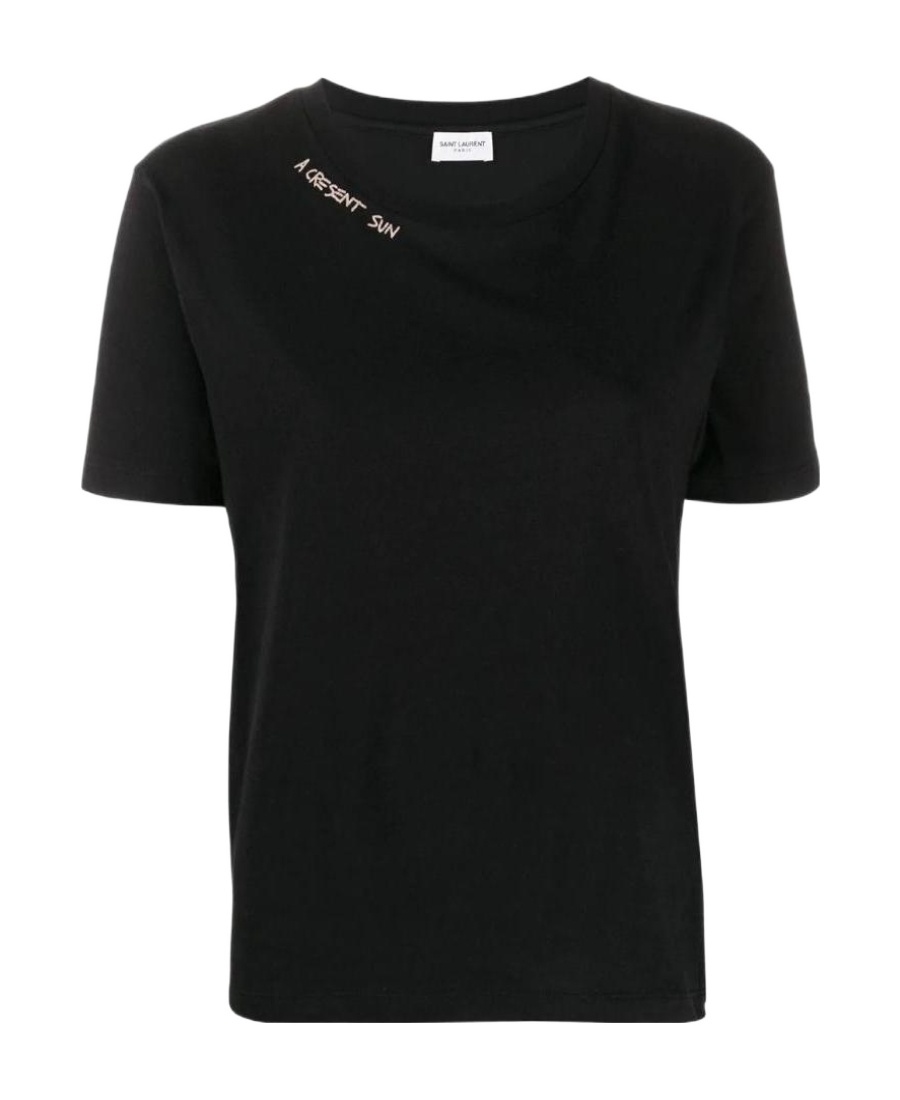 Saint Laurent Slogan Detail T-shirt In Black