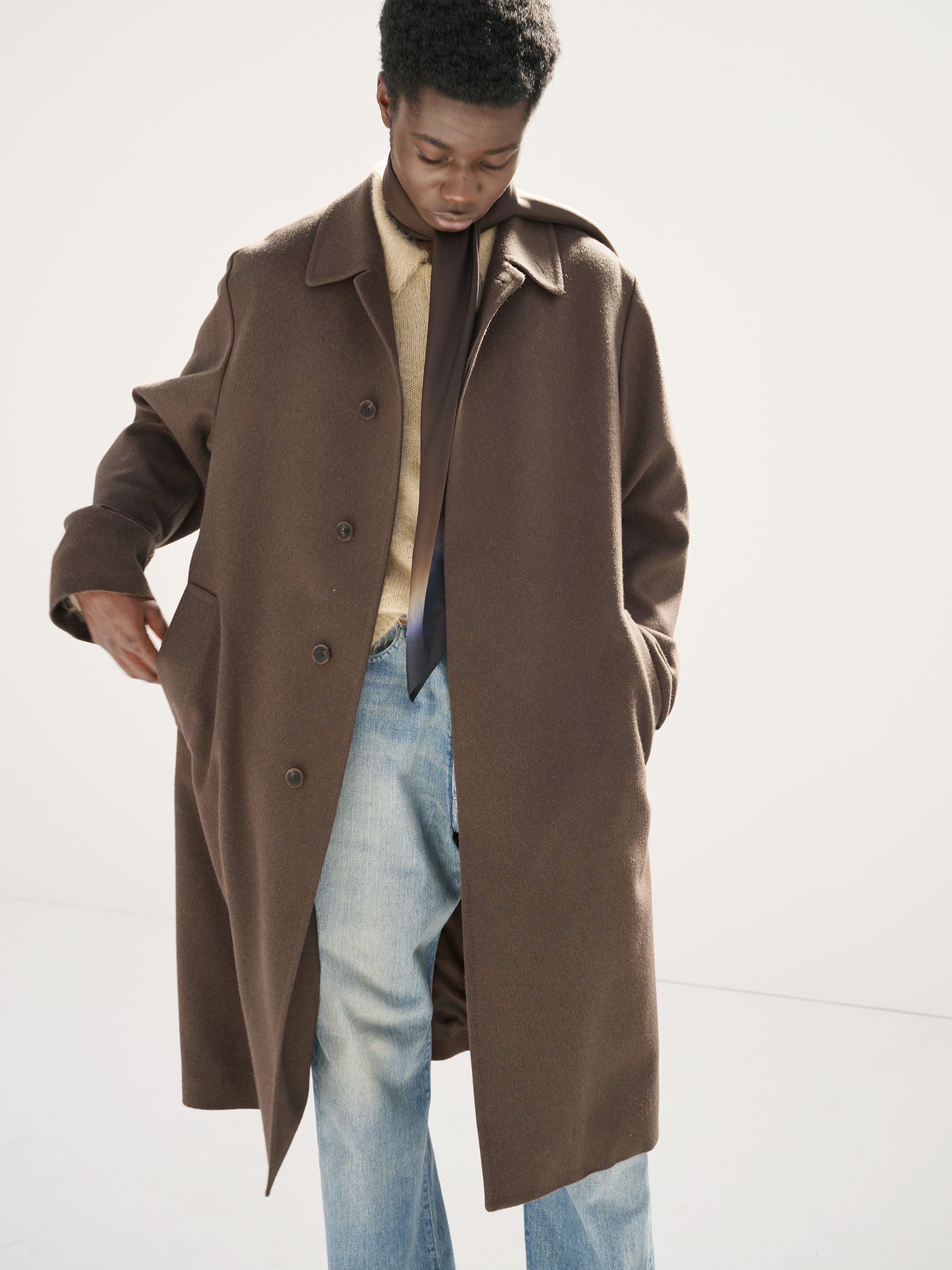 Auralee Button Long-sleeved Coat In Brown