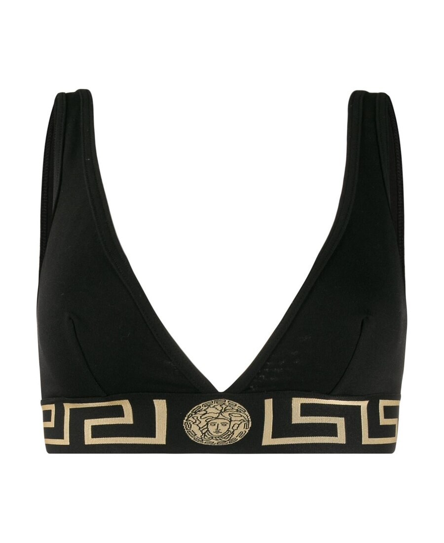 Versace Bra With Elastic Band Featuring The Greca Motif In Black