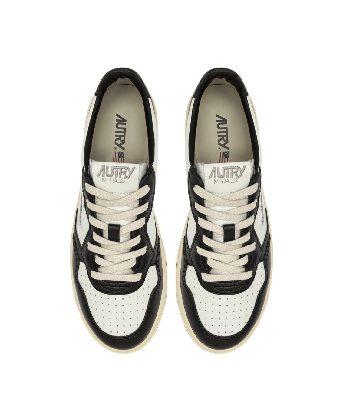 Autry Medalist Low Vintage X Mihara Yasuhiro White And Black Sneakers With Handcrafted Sole In Leather Man In Black