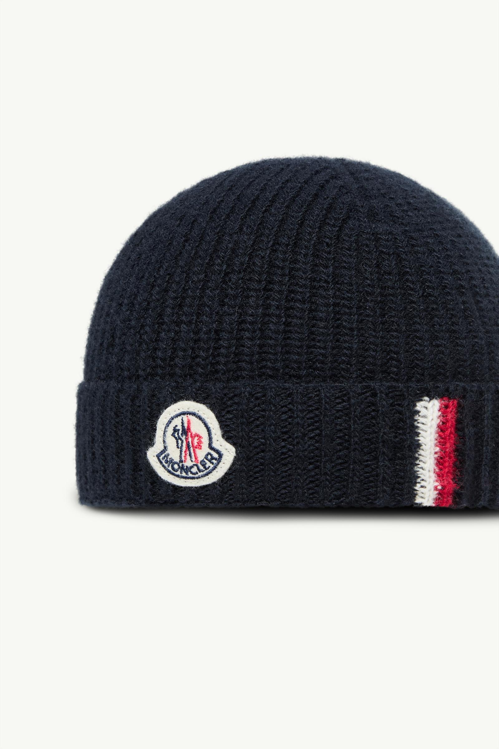 Moncler Knitted Wool Hat In Blue