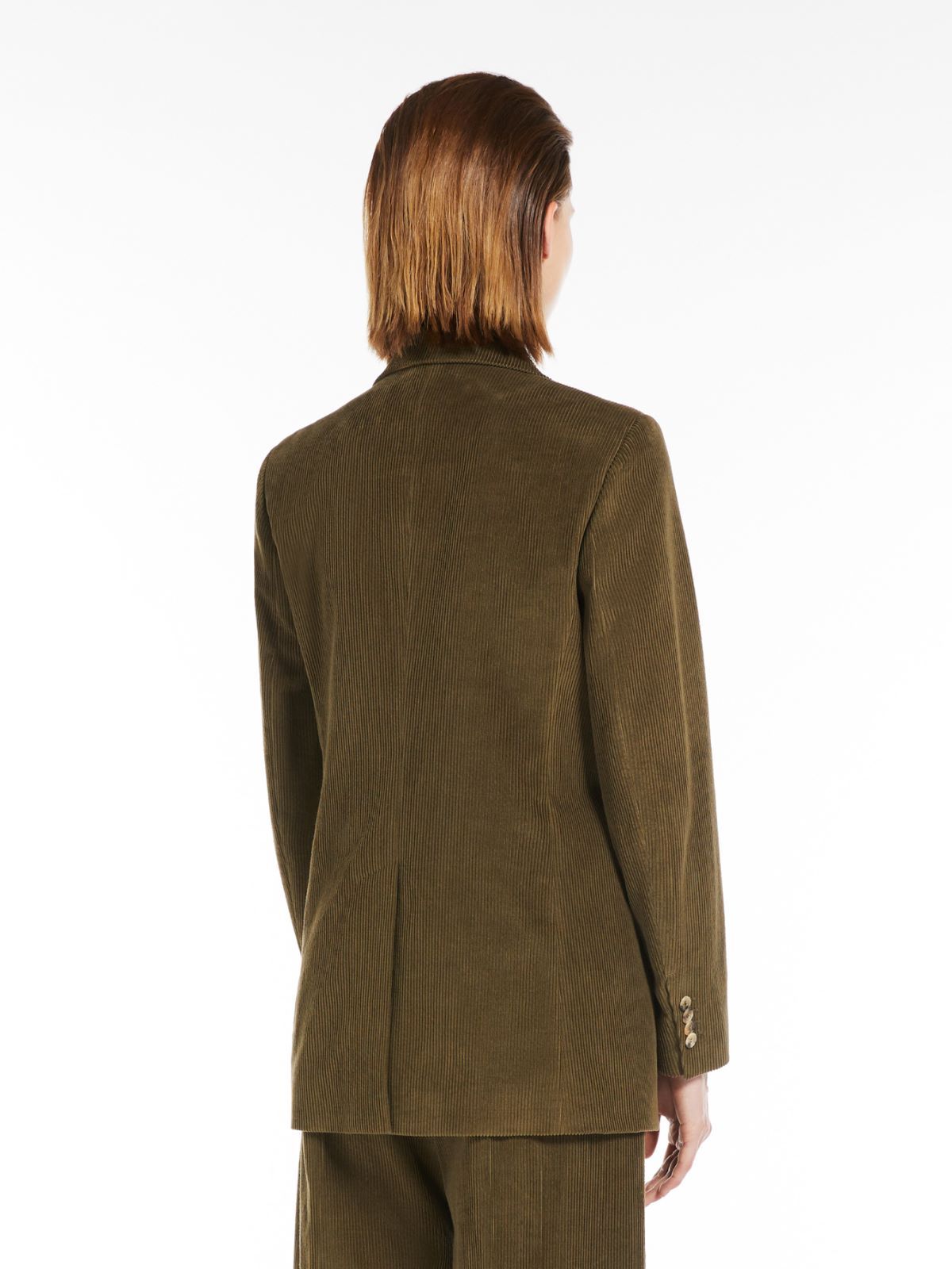 Max Mara Corduroy Single-breasted Cashmere Blazer In Green