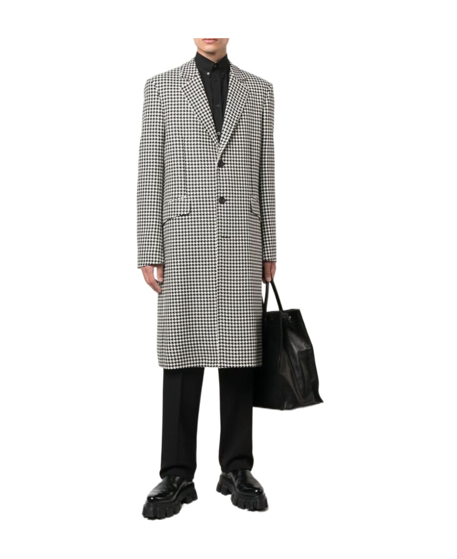 Alexander Mcqueen Houndstooth Single-breasted Coat In Gray