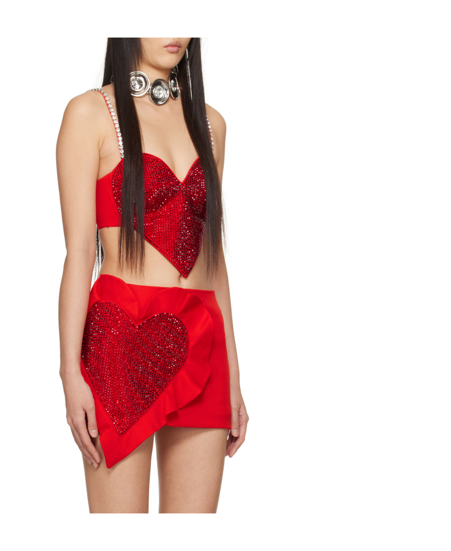 Area Heart Virgin Wool-blend Miniskirt In Red