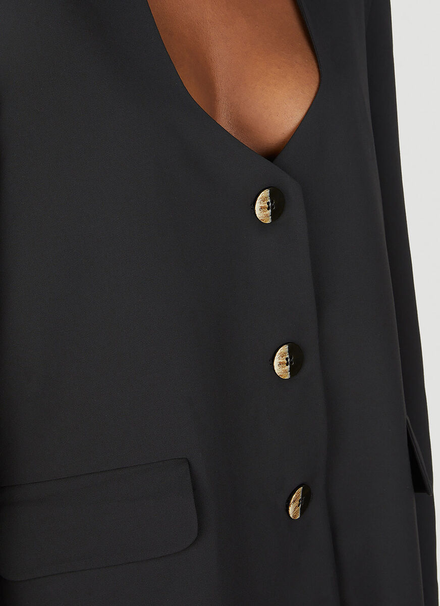 Ganni Scoop-neck Single-breasted Blazer In Black