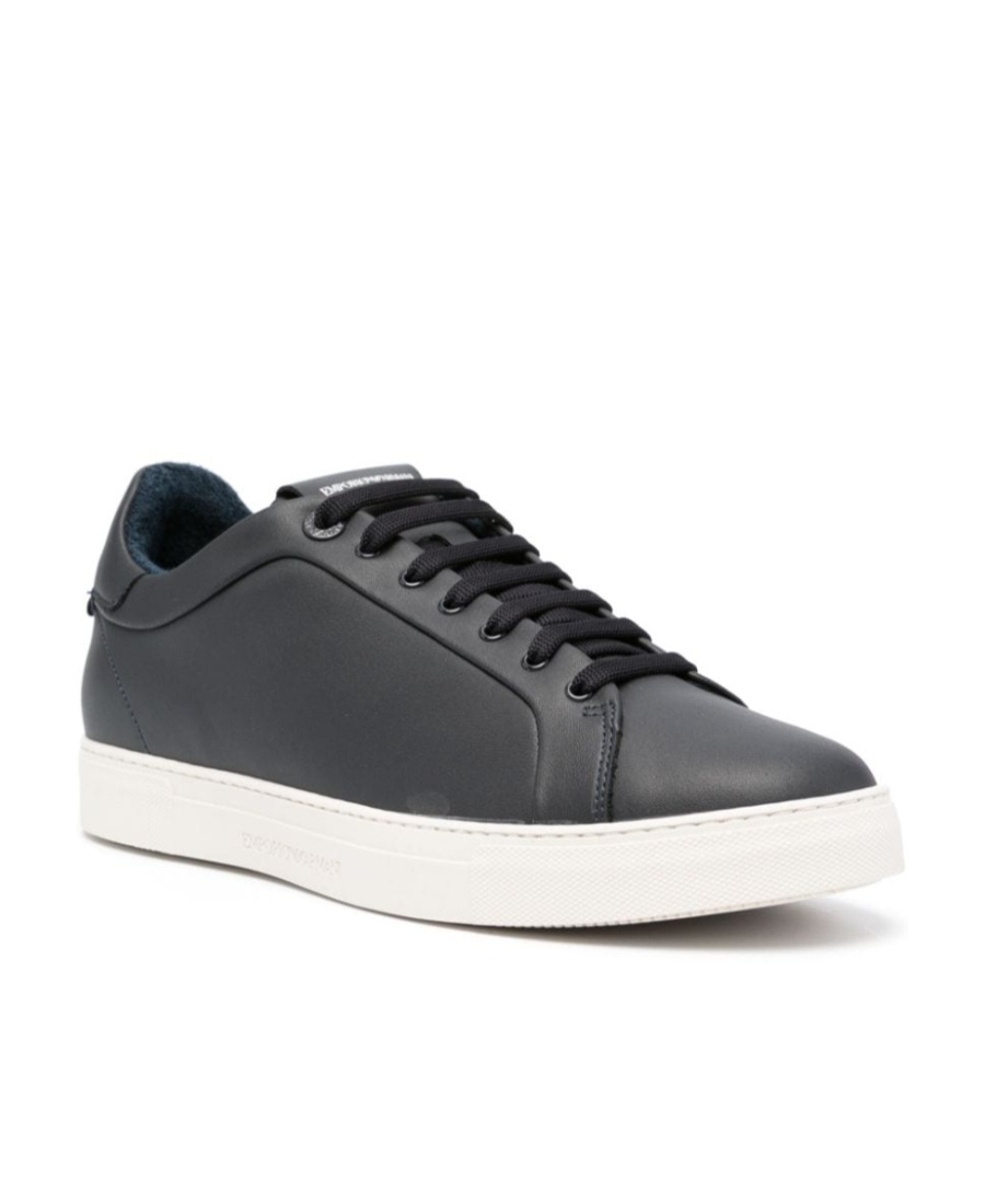 Emporio Armani Logo Pattern Low-cut Shoes In Black