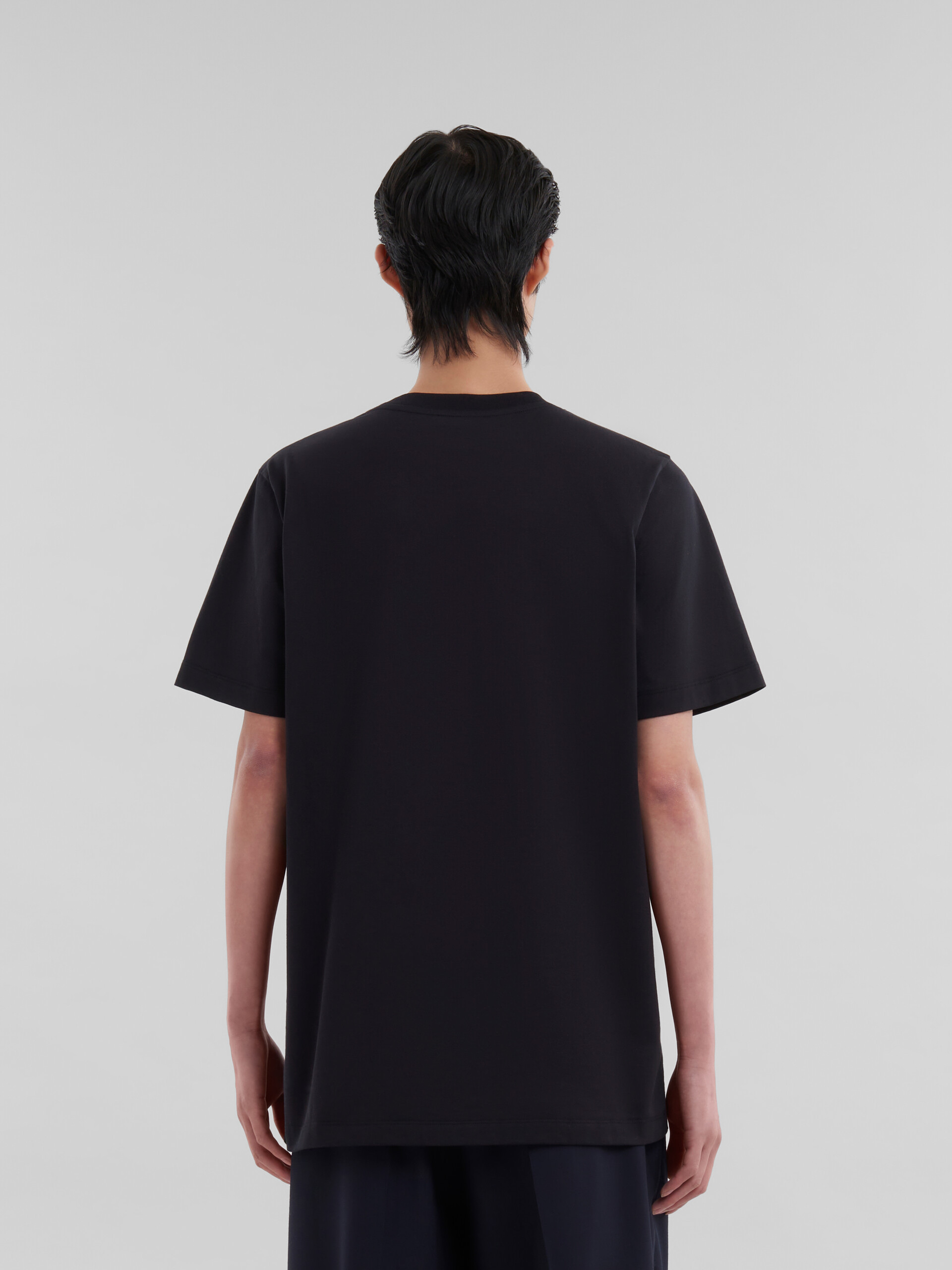 Marni Mens Black Embroidered Logo-patch Crewneck Cotton-jersey T-shirt In Black
