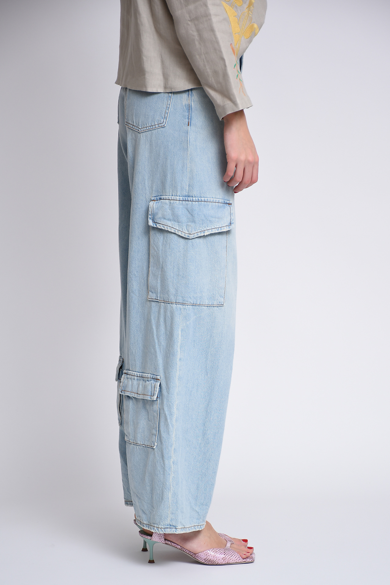 Haikure Denim Cargo Pants In Gray