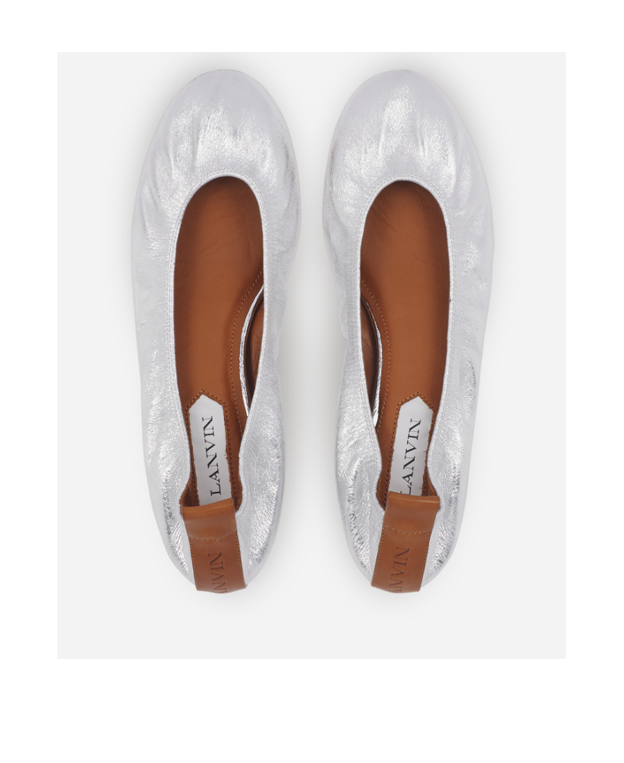 Lanvin Silver Leather Ballet Shoes In White