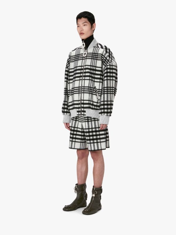 Jw Anderson Check-print Bomber Jacket In Gray