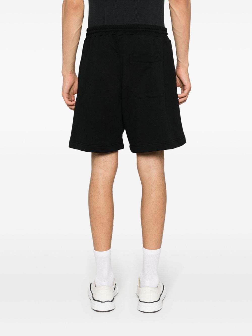 Msgm Logo-print Cotton Track Shorts In Black