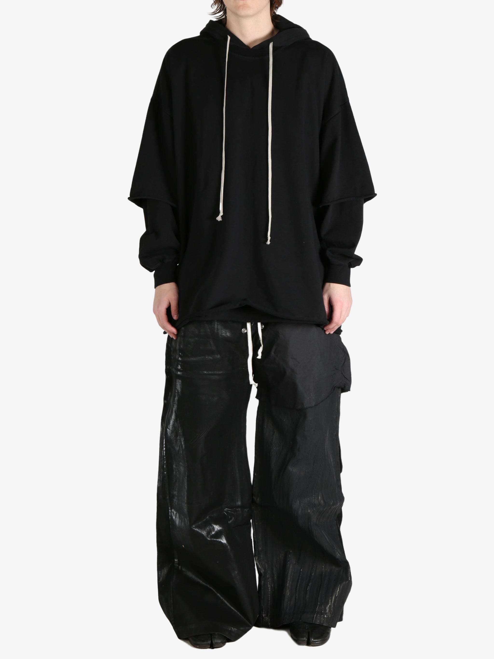 Rick Owens Drkshdw Long-sleeved Hoodie In Black