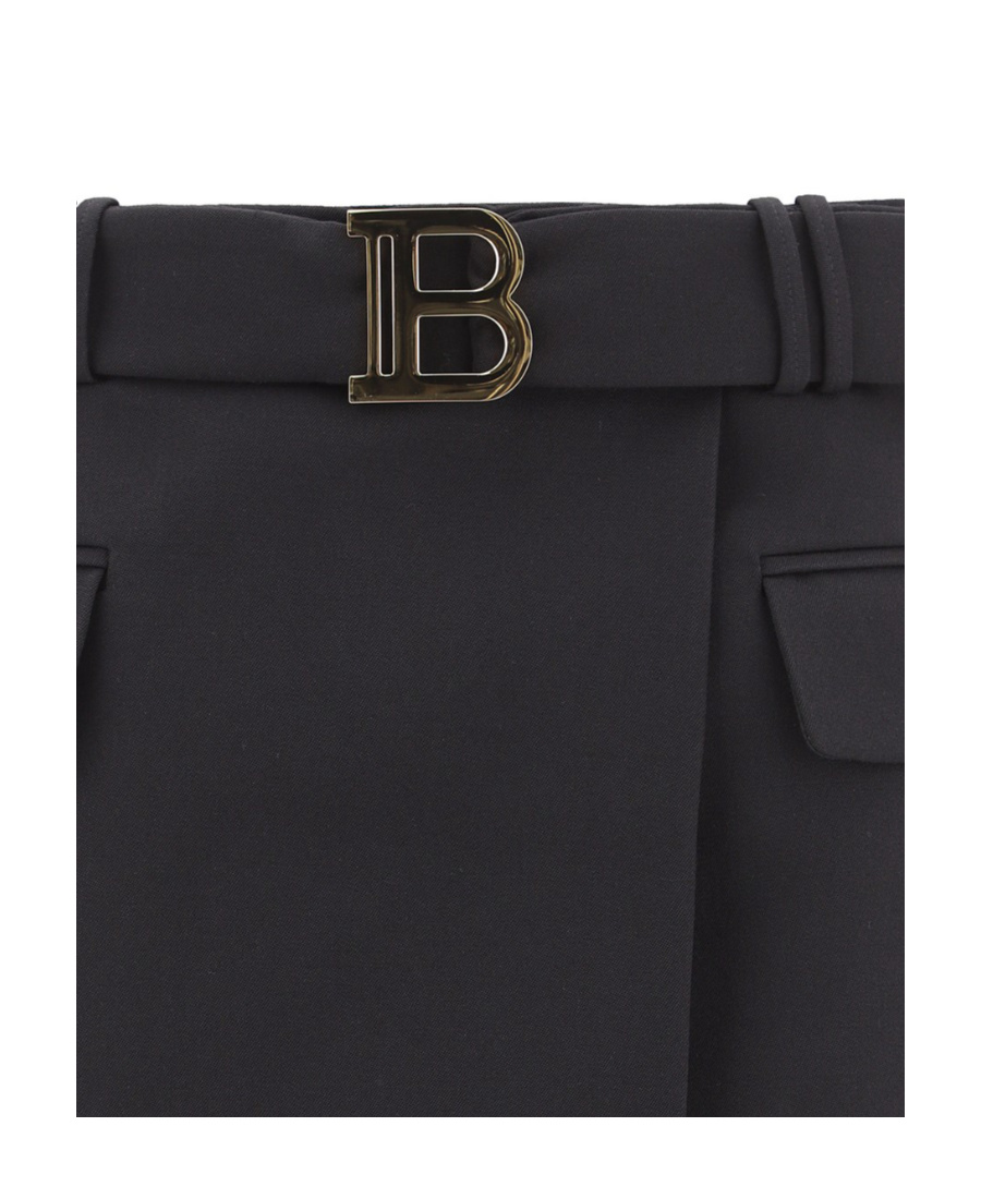 BALMAIN SHORT BLACK WOOL LOW-RISE SKIRT
