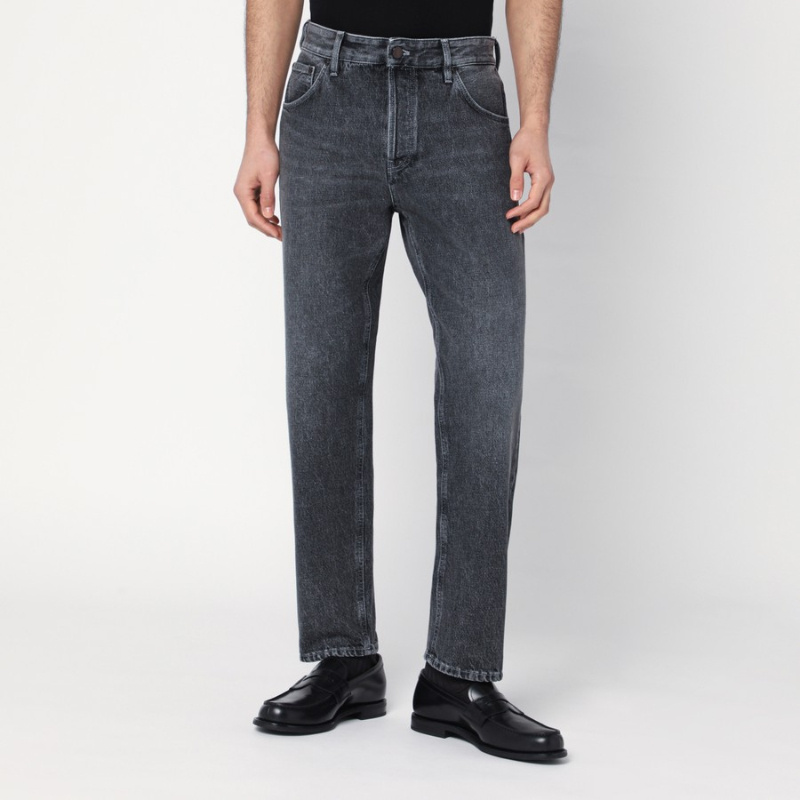 Pt Torino Washed-effect Straight Jeans In Black