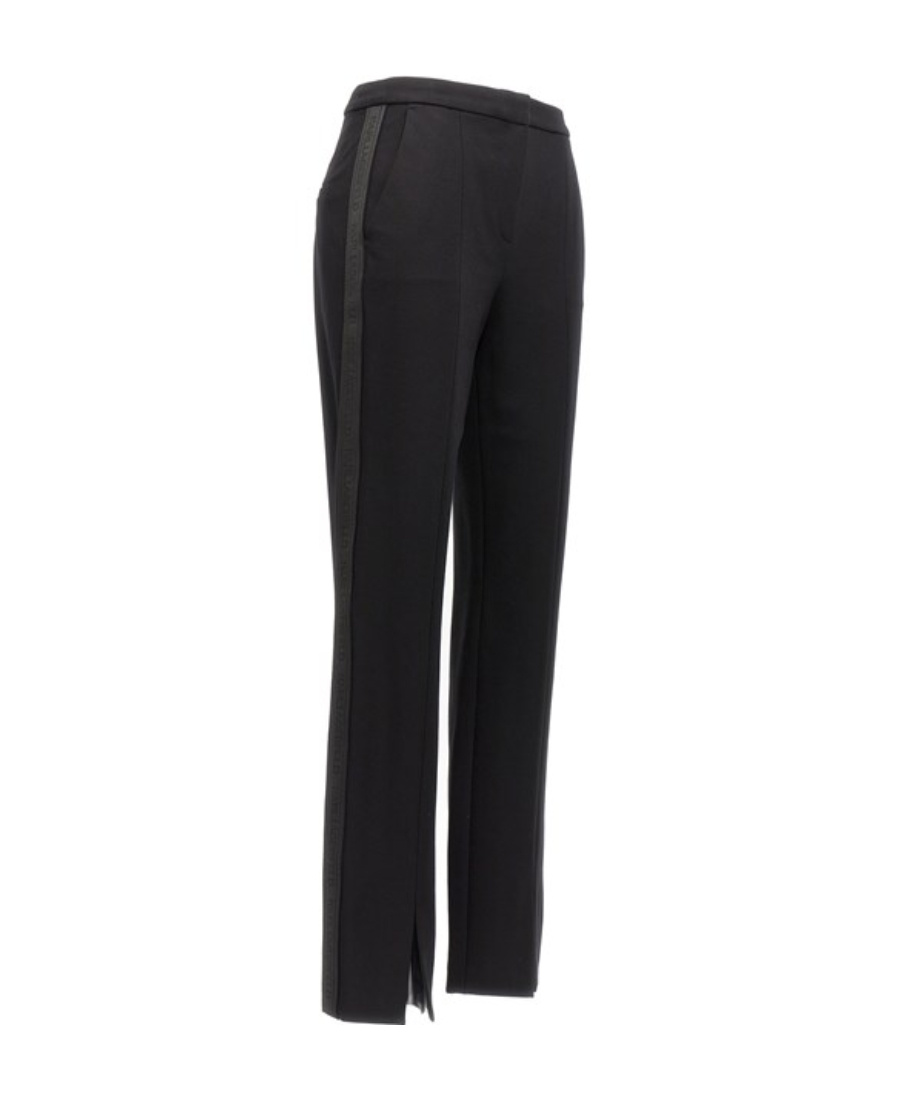 Shop Karl Lagerfeld Logo-tape Straight-leg Trousers In Black