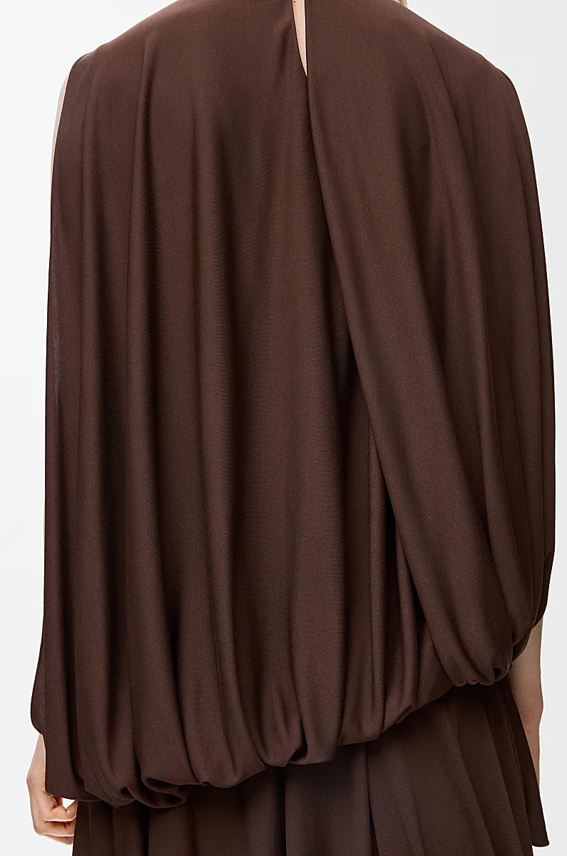 Loewe Asymmetric Draped Jersey Top In Brown