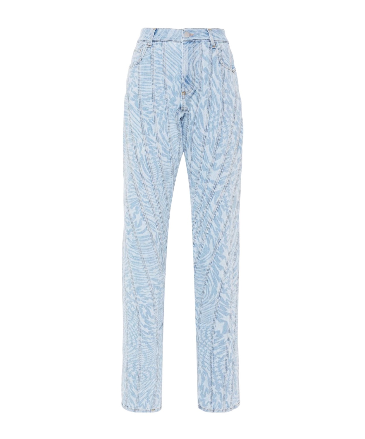 Mugler Star-print Tapered Jeans In Blue