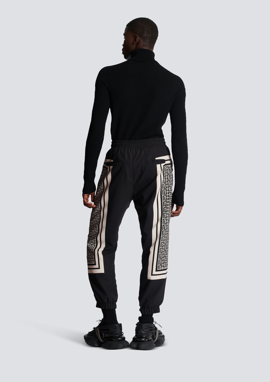 Balmain Monogram-scarf Drawstring Track Pants In Black