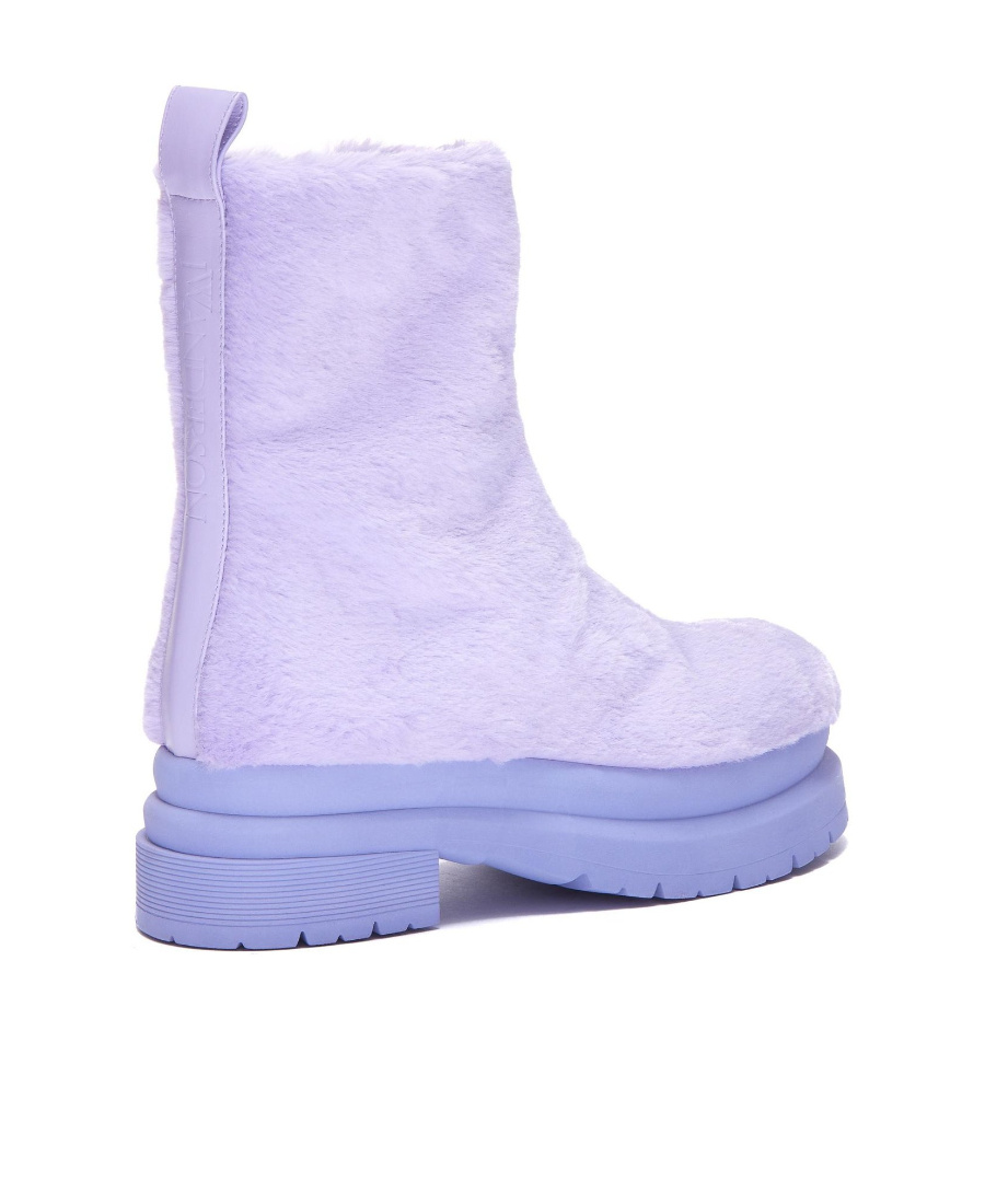 Jw Anderson Faux Fur Ankle Boots In Blue