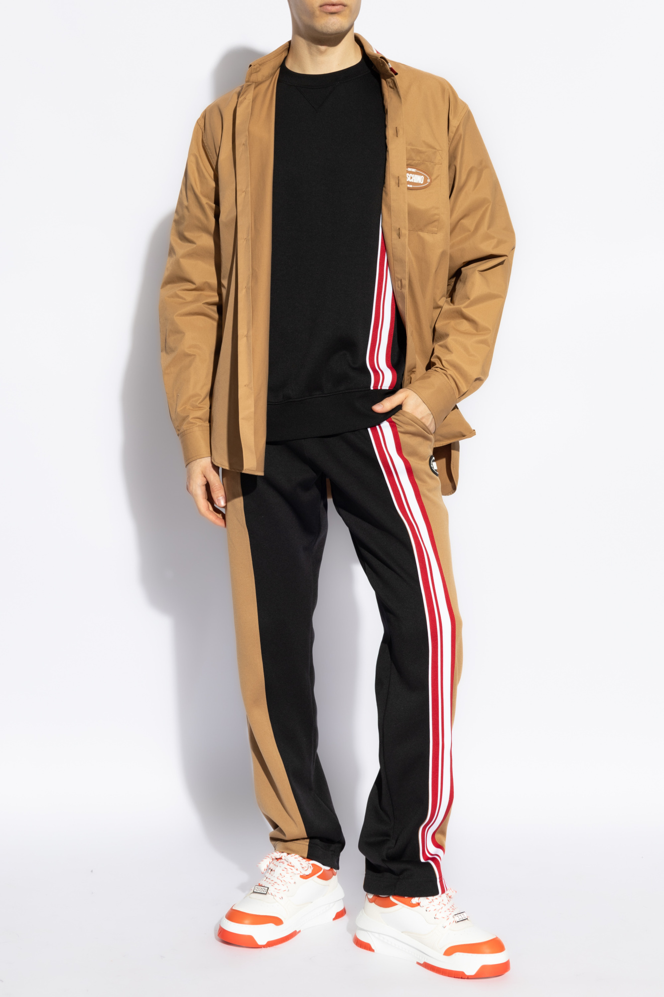 Moschino Color-block Long-sleeved Sweatshirt In Black