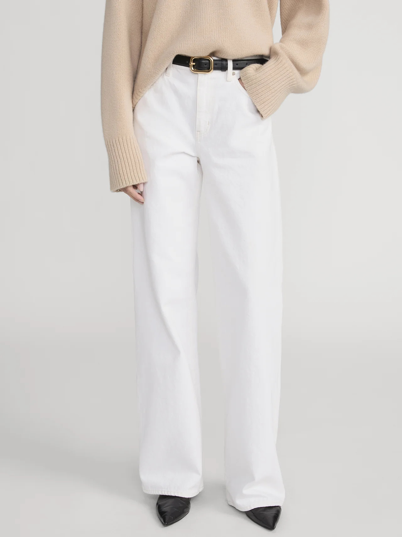 Frame Le Pixie Slim Fit Palazzo Pants In White