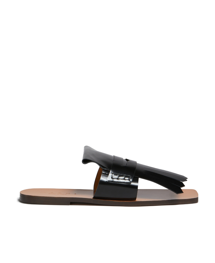 Marni Bambi Square-toe Leather Sandals In Black