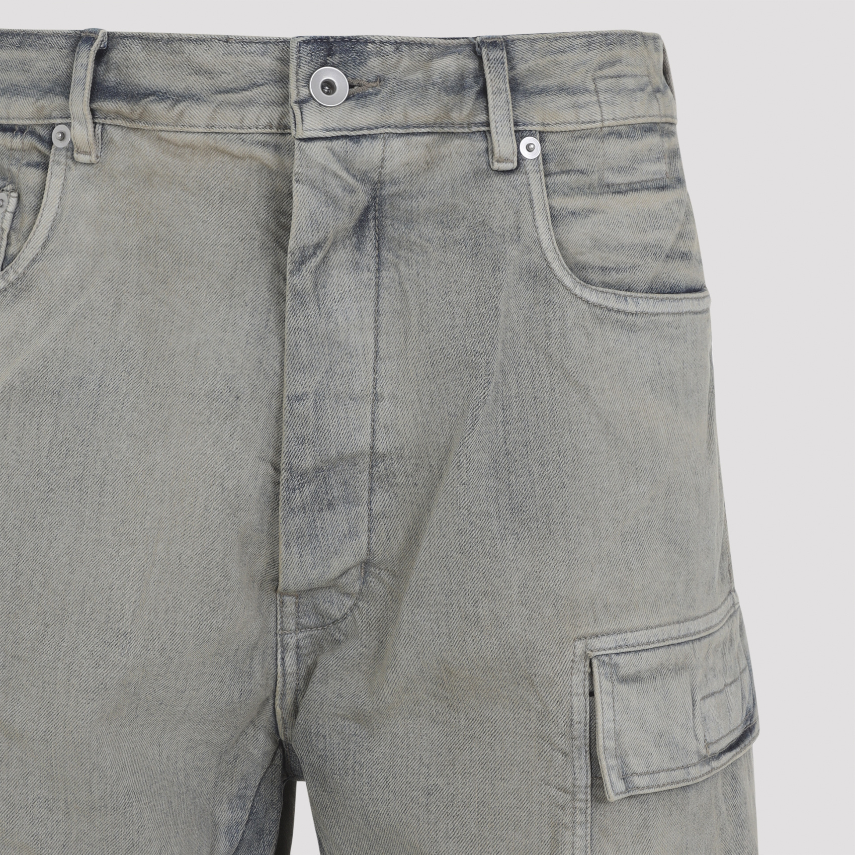 Rick Owens Drkshdw Wide Leg Cargo Style Denim Trousers In Animal Print