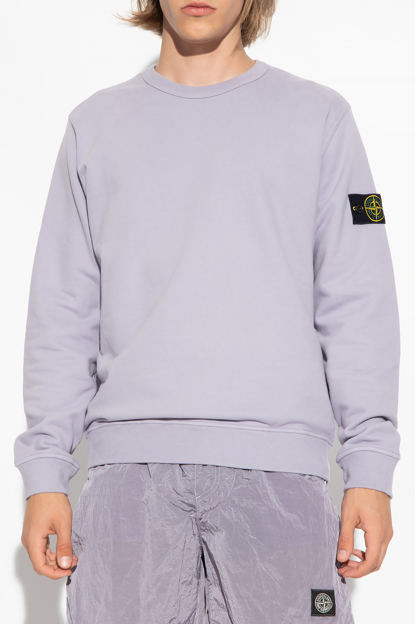 Stone Island Compass-motif Jersey-fleece Sweatshirt In Purple
