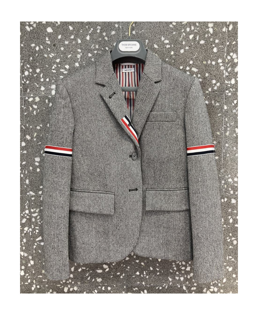 Thom Browne Contrasting-stripe Detail Blazer In Gray