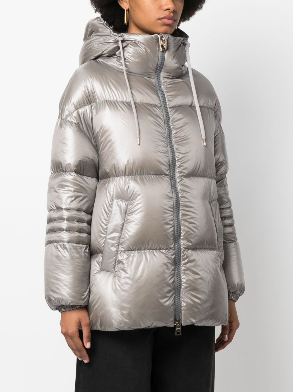 Herno Padded Down-feather Zip-up Jacket In Gray