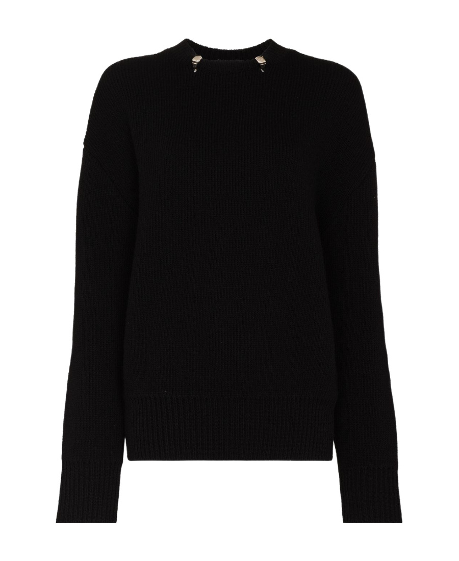 Bottega Veneta Bv Cn Metal Dtl Ls Dbl Fc Shetland Sweat In Black