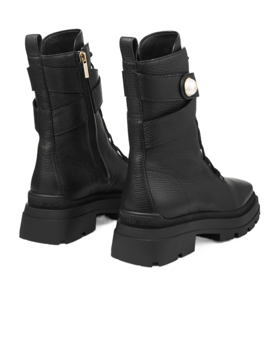 Jimmy Choo Womens Black Noemi 45 Logo-embellished Grained-leather Heeled Ankle Boots In Black