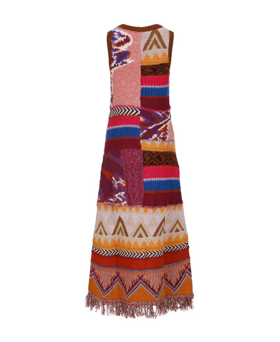 Etro Artisan Patchwork Sleeveless Knit Maxi Dress In Brown