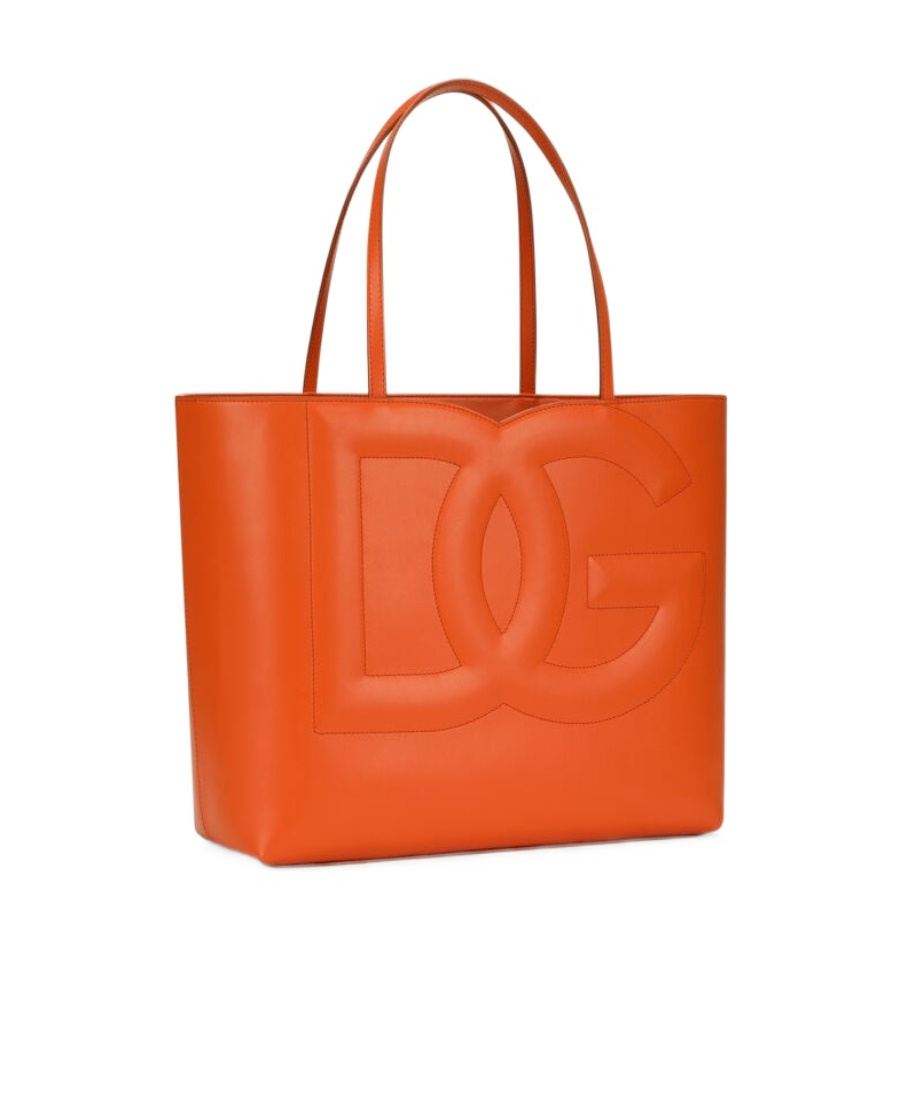 Dolce & Gabbana Embossed-logo Tote Bag In Orange