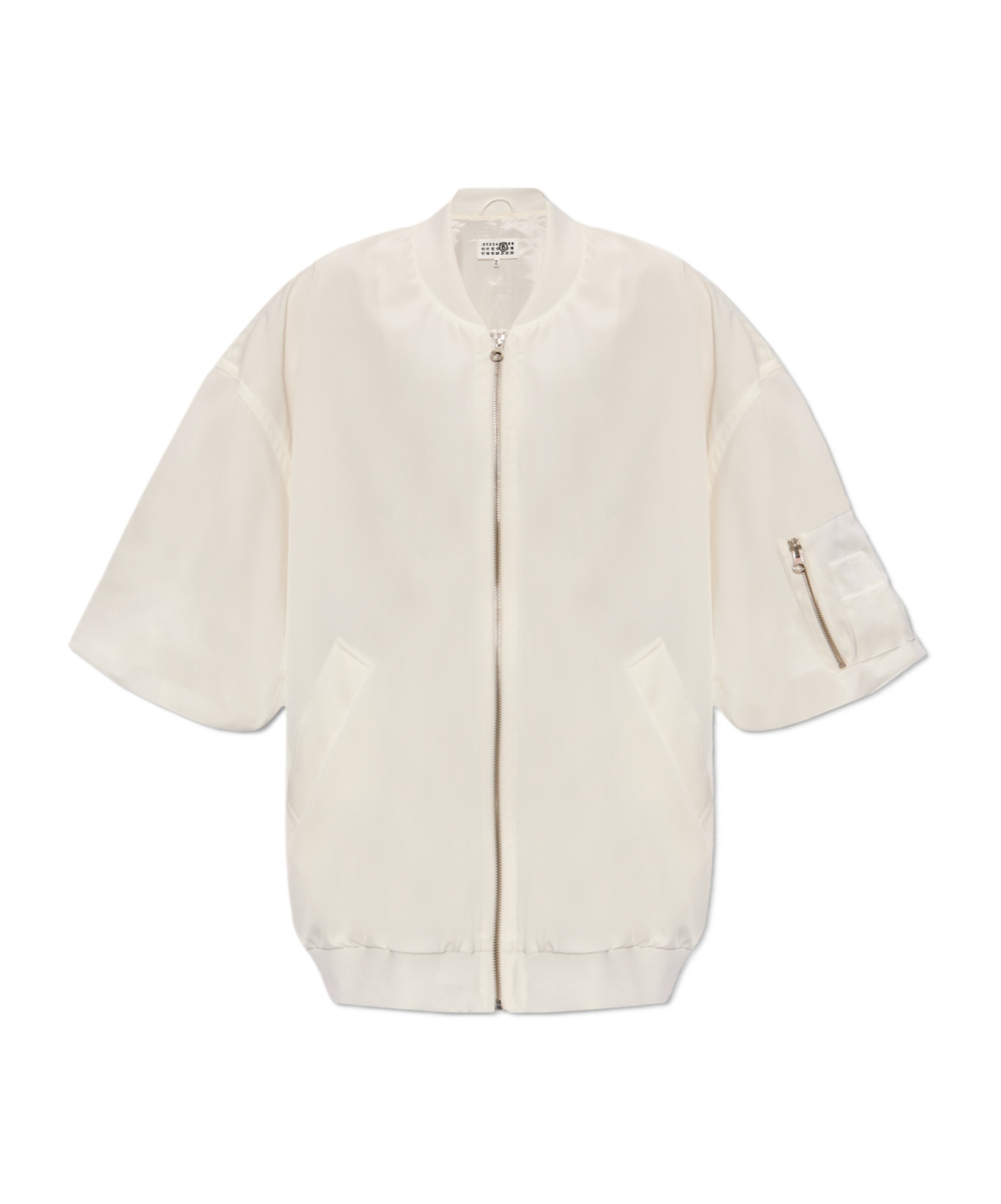 Shop Mm6 Maison Margiela Short-sleeve Bomber Jacket In White