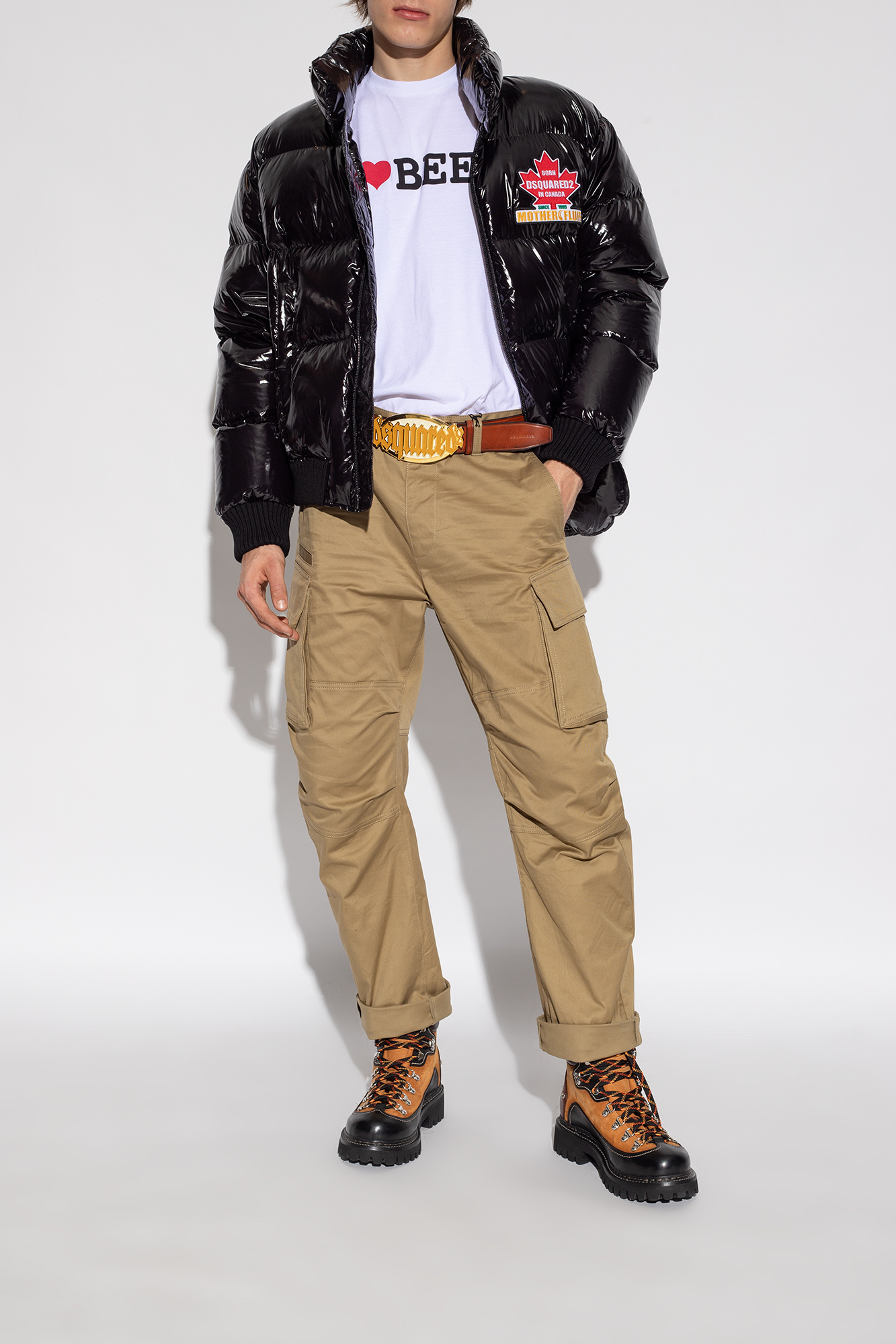 DSQUARED2 PANELLED LEATHER HIKING BOOTS