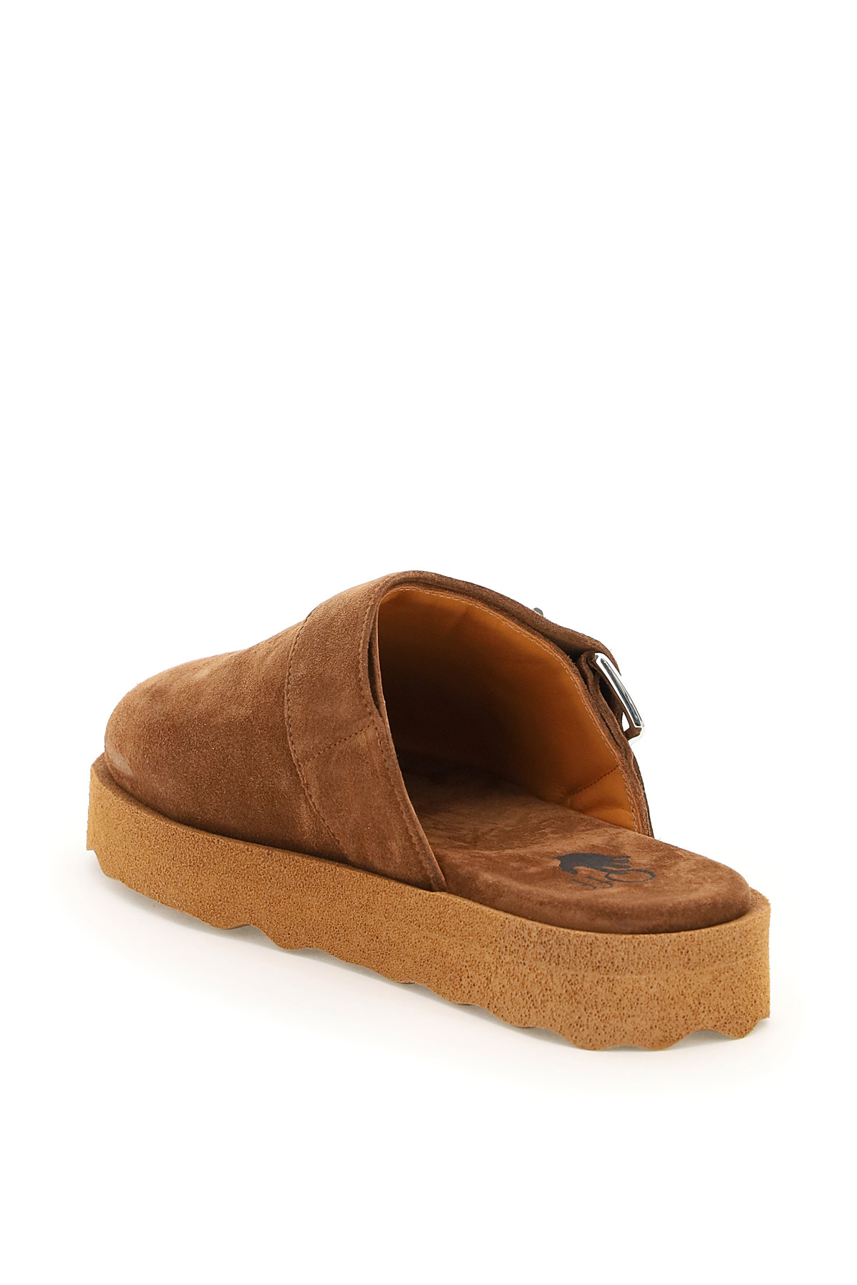 Off-white Comfort Backless Suede Slippers In Brown