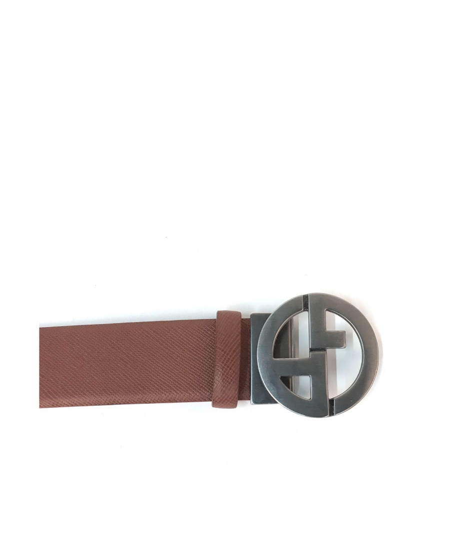 Giorgio Armani Logo Detail Belt In Brown