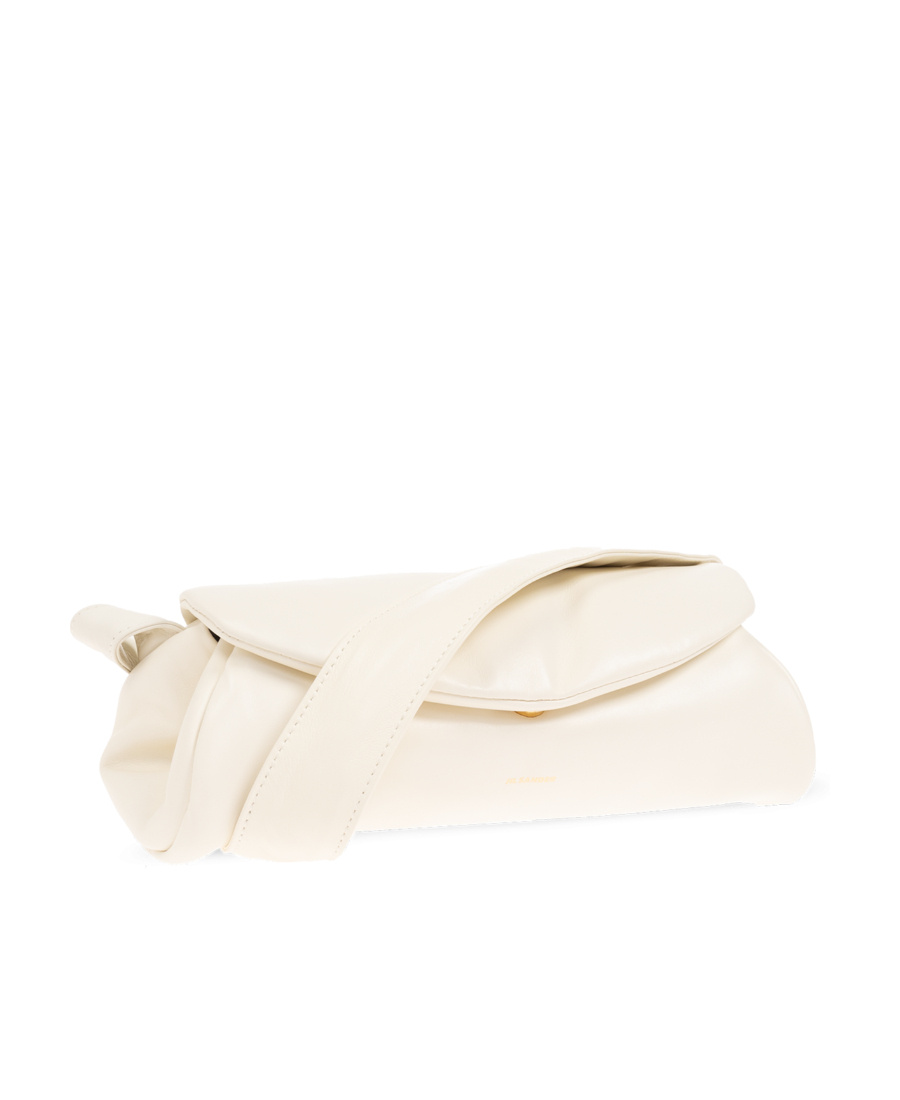 Jil Sander Cannolo Small Leather Shoulder Bag In White