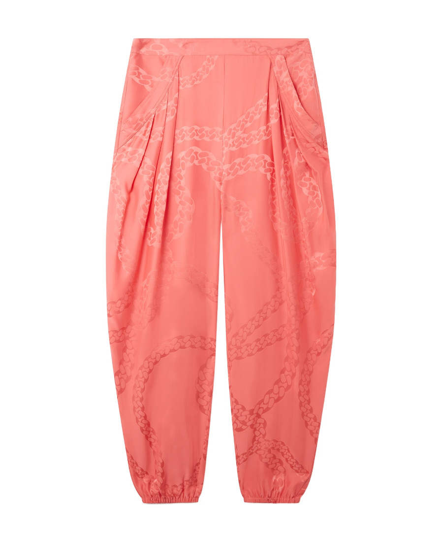 Stella Mccartney Pleated Jacquard Tapered-leg Pants In Pink