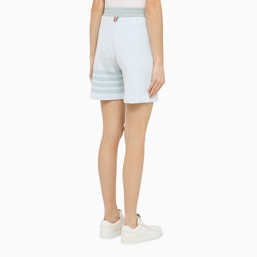 Thom Browne Light Blue Striped Cotton Bermuda Shorts Women In White