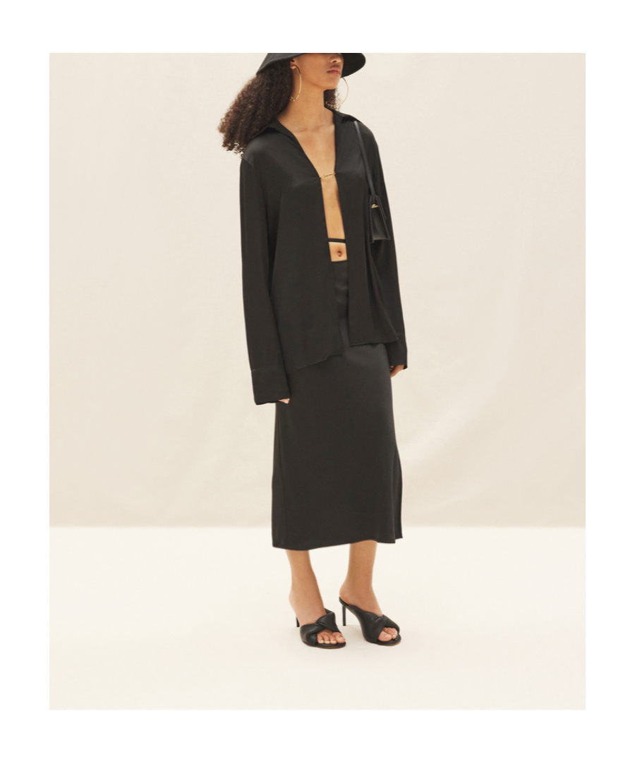 Jacquemus Open Charm Logo Shirt In Black