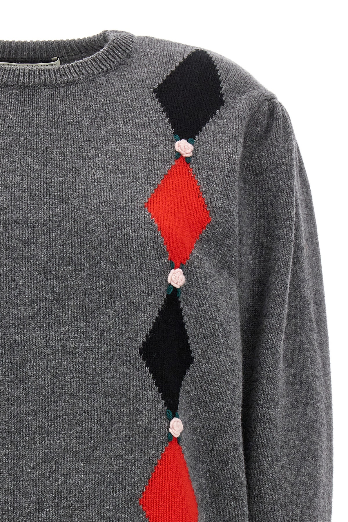 Shop Alessandra Rich Intarsia-patterned Wool Jumper In Black