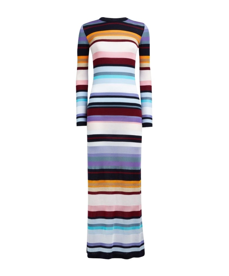 Missoni Wool Blend Long Sleeve Knit Maxi Dress In Multicolor