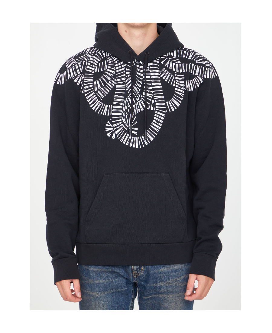 Marcelo Burlon County Of Milan Snake Wings Cotton Hoodie In Black