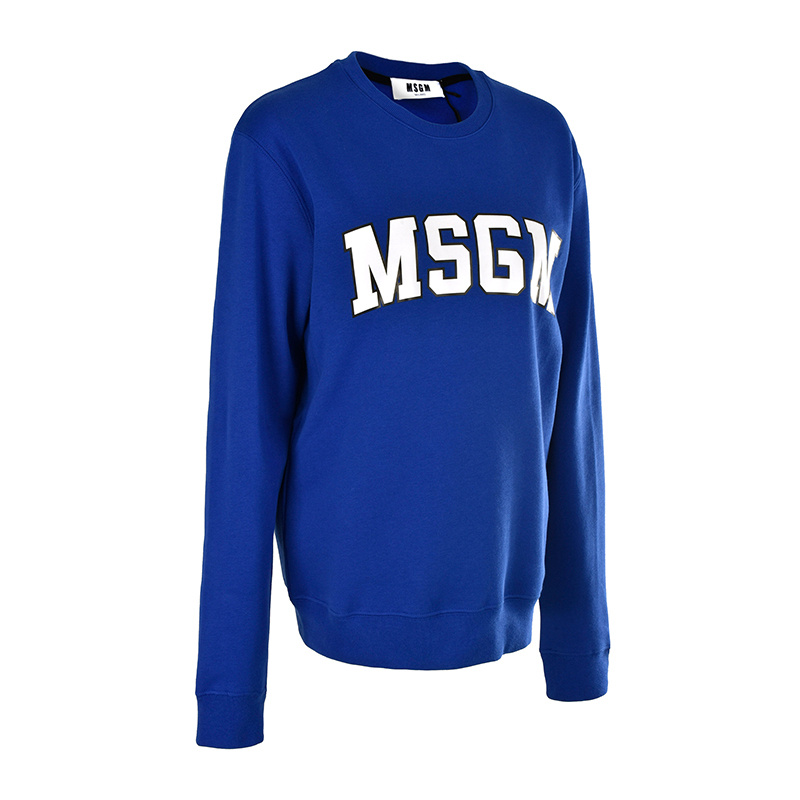 Msgm Logo Letter Printed Sweater In Blue