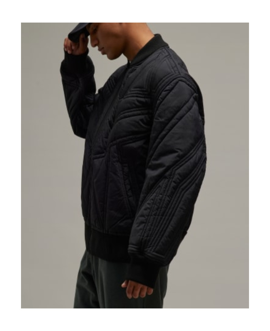 Y-3 Quilted Zip-up Bomber Jacket In Black