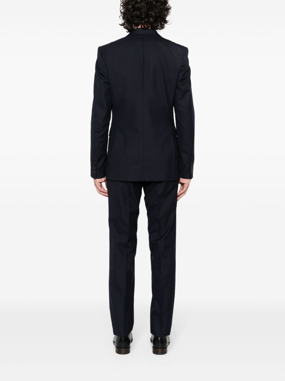 Dries Van Noten Long-sleeved Coat Belt Ring Trousers Suit In Black