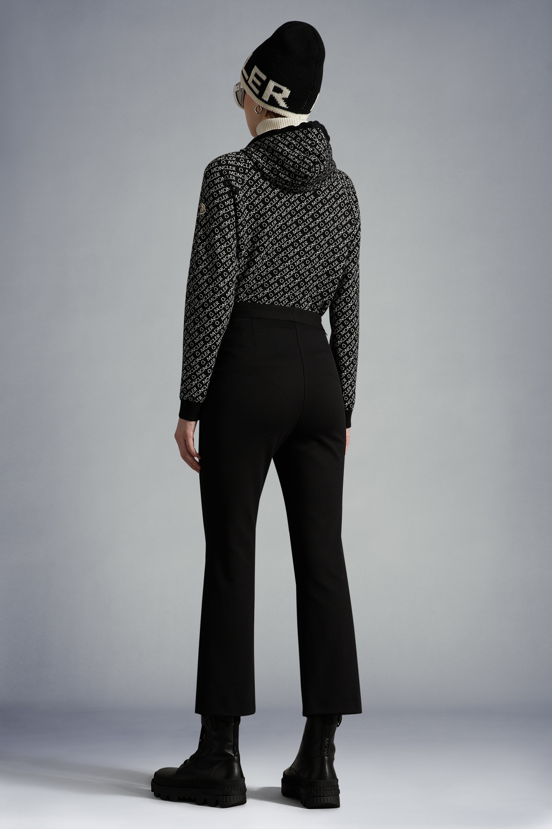 Shop Moncler Cropped Jersey Trousers In Black